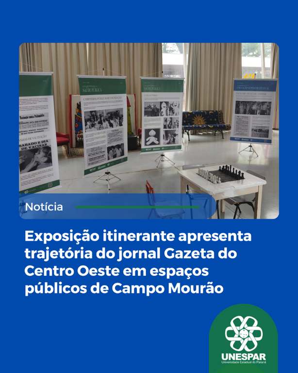 Exposição itinerante apresenta trajetória do jornal Gazeta do Centro-Oeste em espaços públicos de Campo Mourão