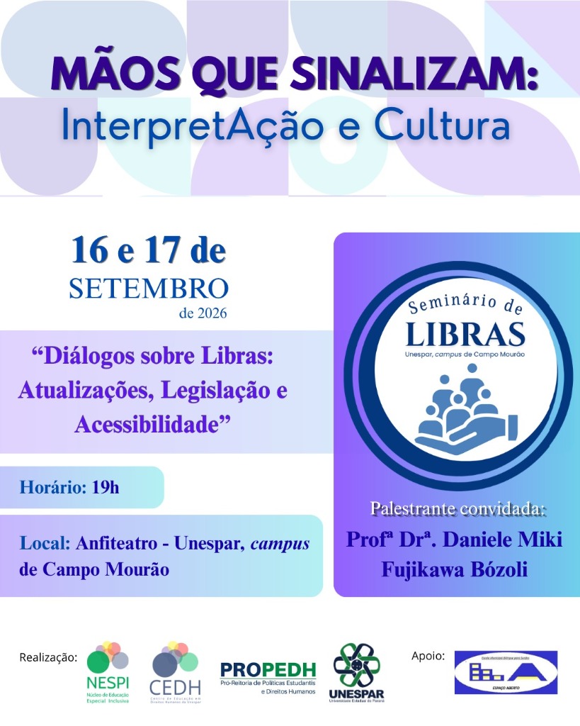 Inscrições abertas - "Mãos que sinalizam: InterpretAção e cultura"