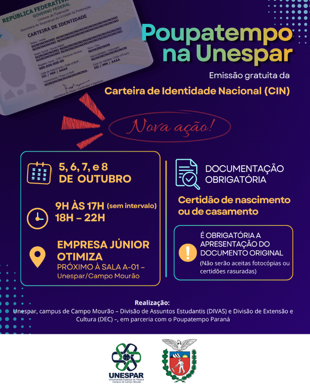 Poupatempo e Unespar farão nova ação para emissão da nova Carteira de Identidade Nacional