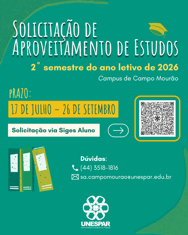Unespar abre período para Solicitação de Aproveitamento de Estudos para o 2º semestre do ano letivo de 2026