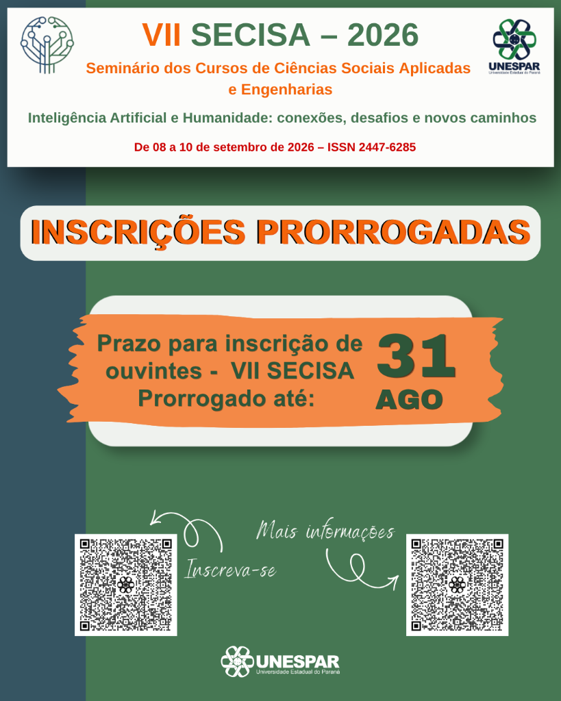 VII SECISA prorroga prazo para inscrição de ouvintes até 31 de agosto