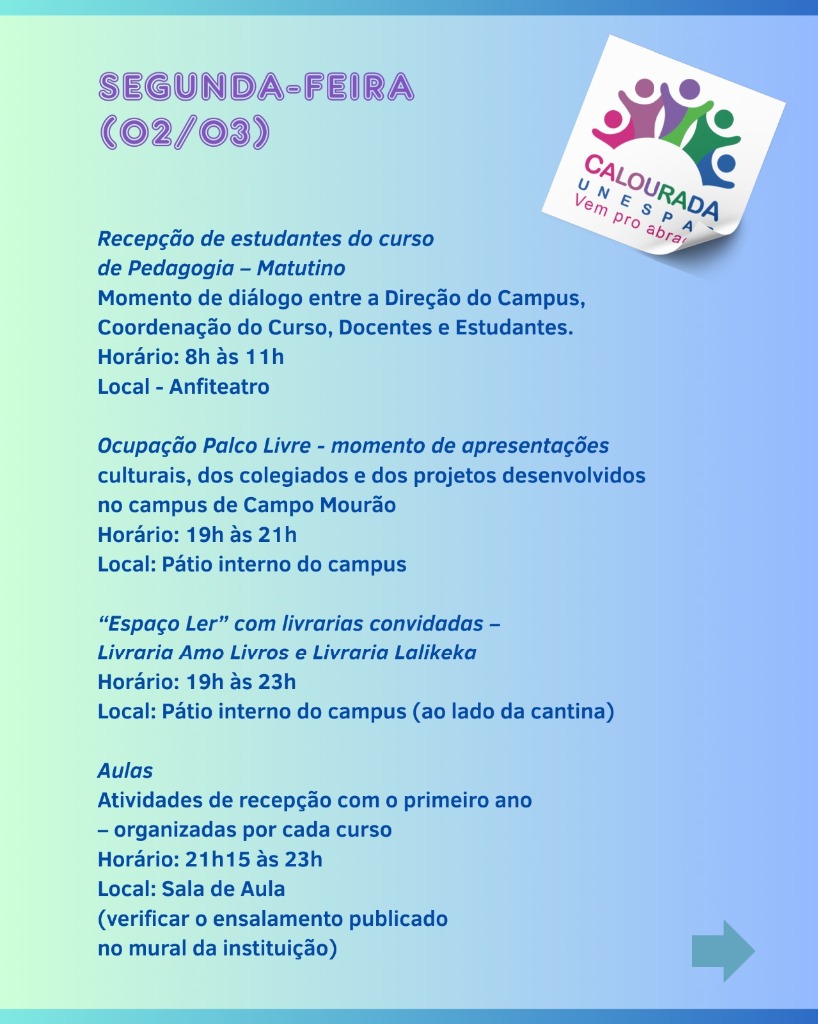 Campus de Campo Mourão se prepara para a primeira edição da Calourada Unespar 