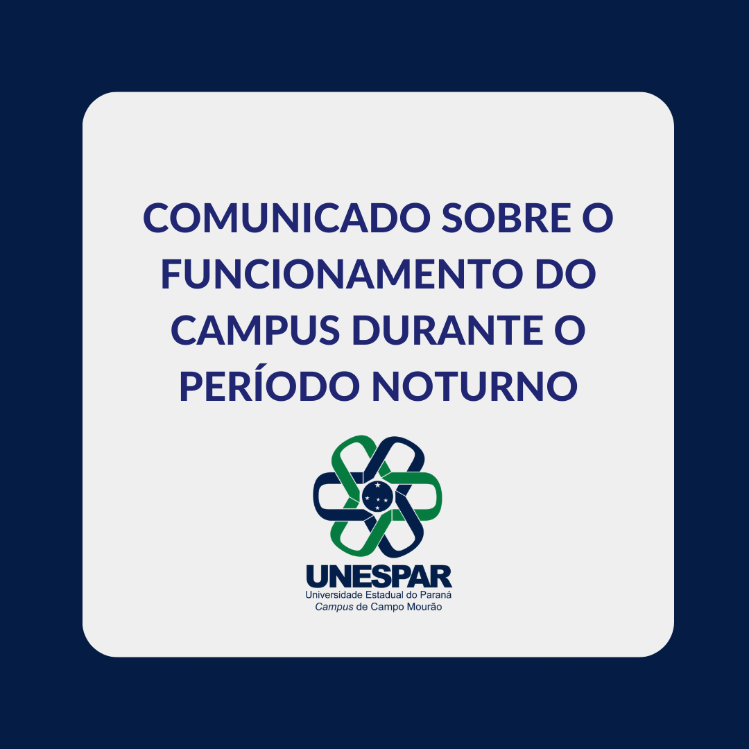 A Direção Geral do Campus de Campo Mourão comunica que, devido a adesão de todos os cursos à greve iniciada no dia 15 de maio, o Campus permanecerá fechado a partir de quarta-feira 24/05/23 durante o período noturno. As atividades administrativas permanecem inalteradas, tendo o seu horário de funcionamento das 08:00 às 17:00 horas.  