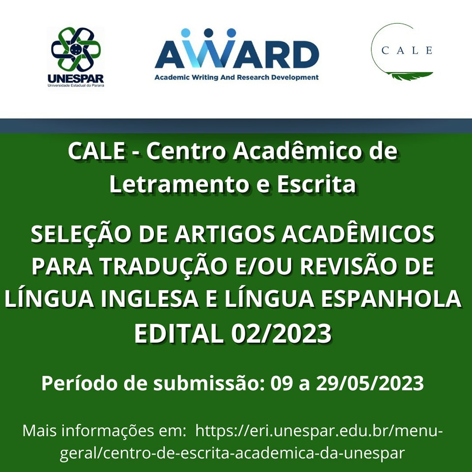 Seleção de artigos acadêmicos para tradução eou revisão Língua Inglesa e Língua Espanhola – inscrições abertas até o dia 29 de maio de 2023