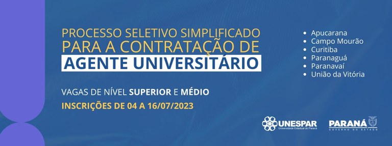 Unespar anuncia PSS para contratação de Agente Universitário