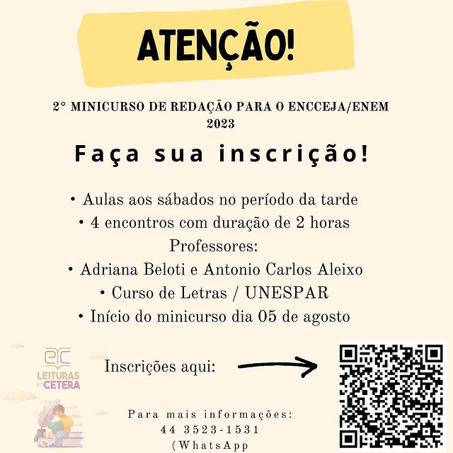 Curso de Letras promove o 2° Minicurso de Redação para o ENCCEJA/Enem 2023