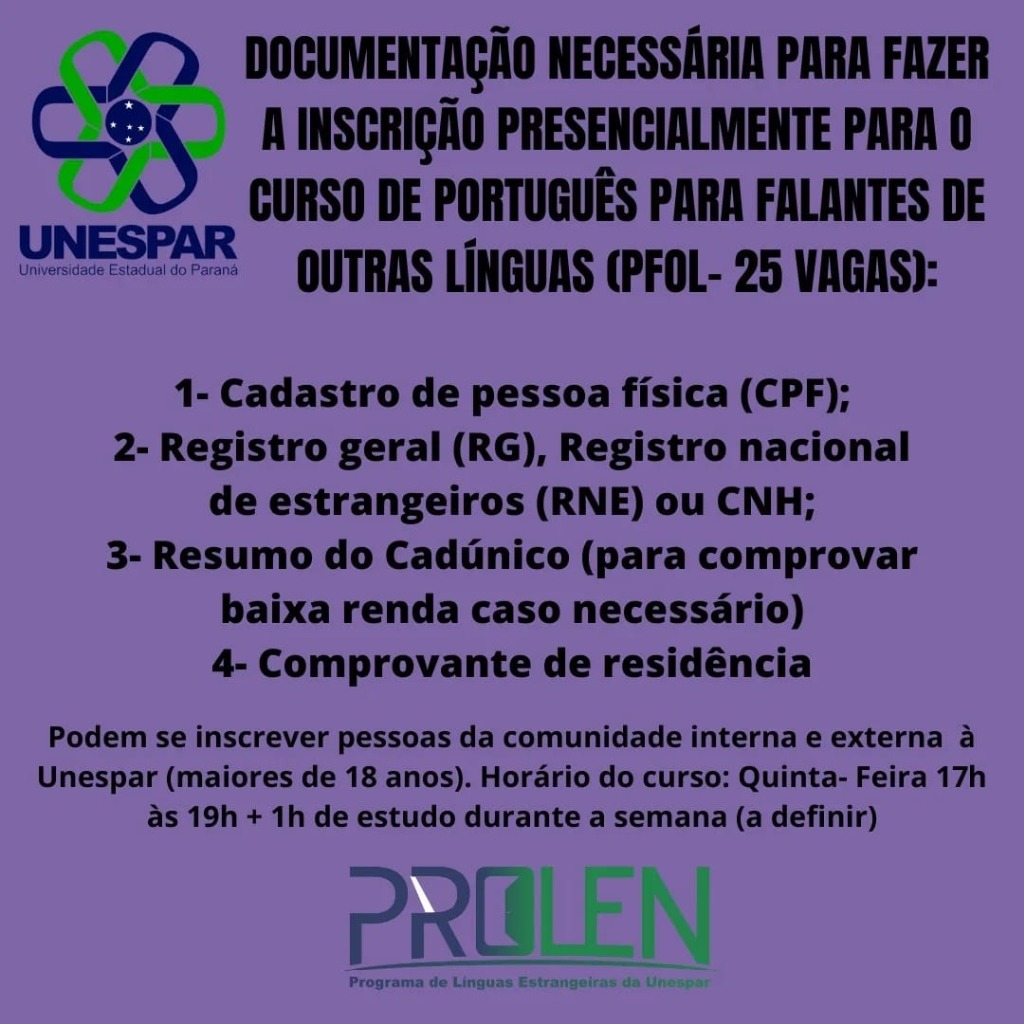 Cursos gratuitos de idiomas do PROLEN estão com inscrições abertas