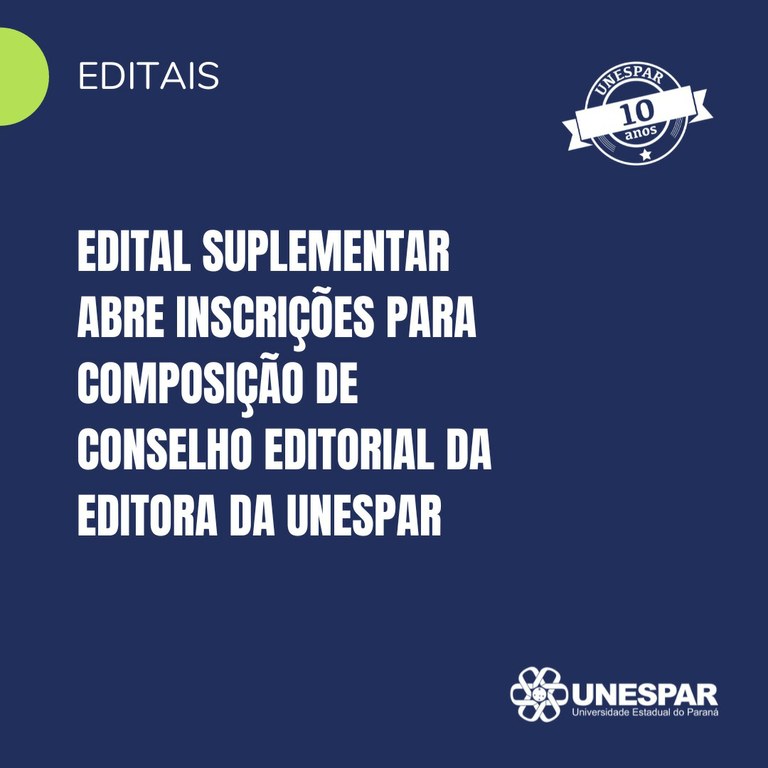 Edital suplementar abre inscrições para composição de Conselho Editorial da Editora da Unespar