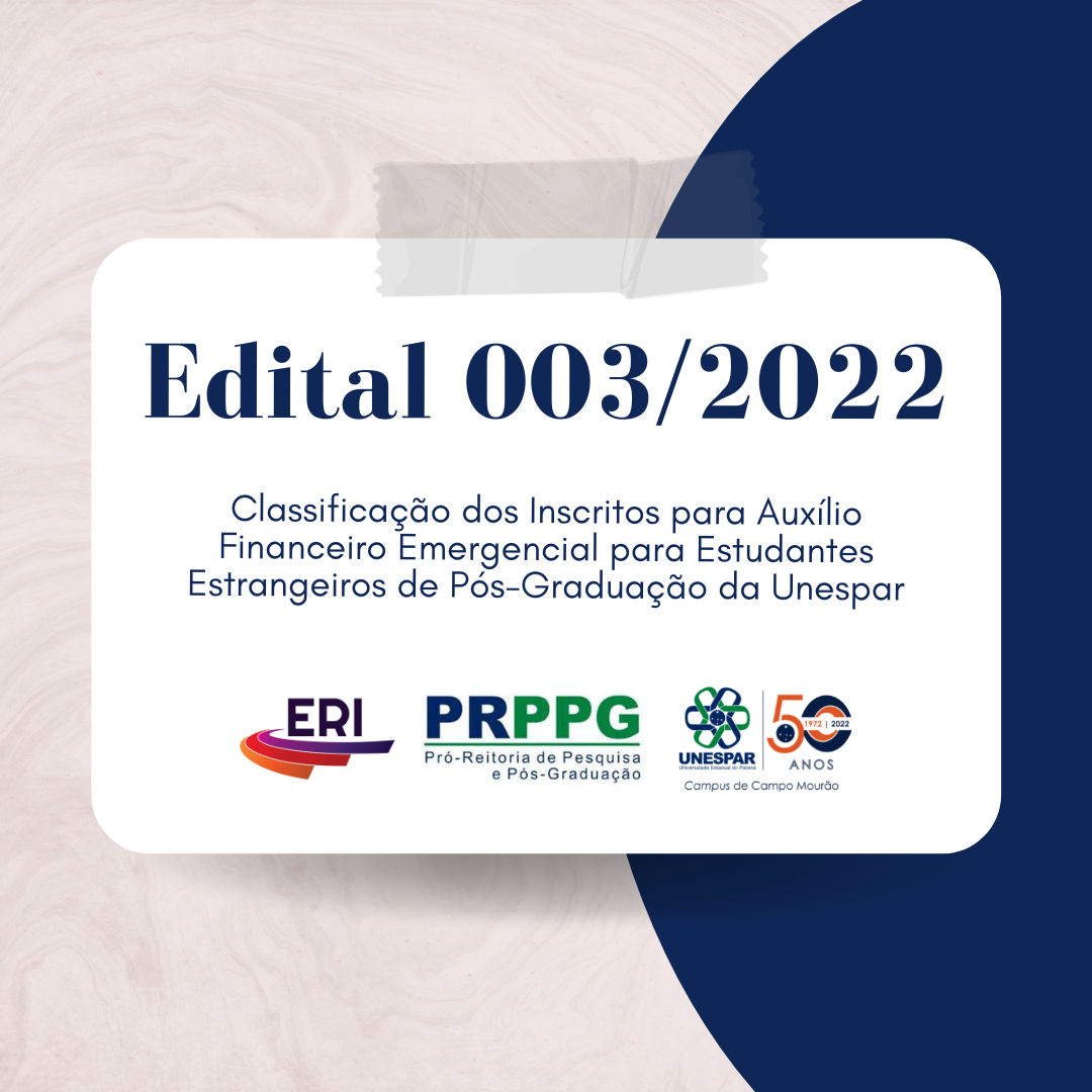 ERI/PRPPG/UNESPAR - Edital 003/2022