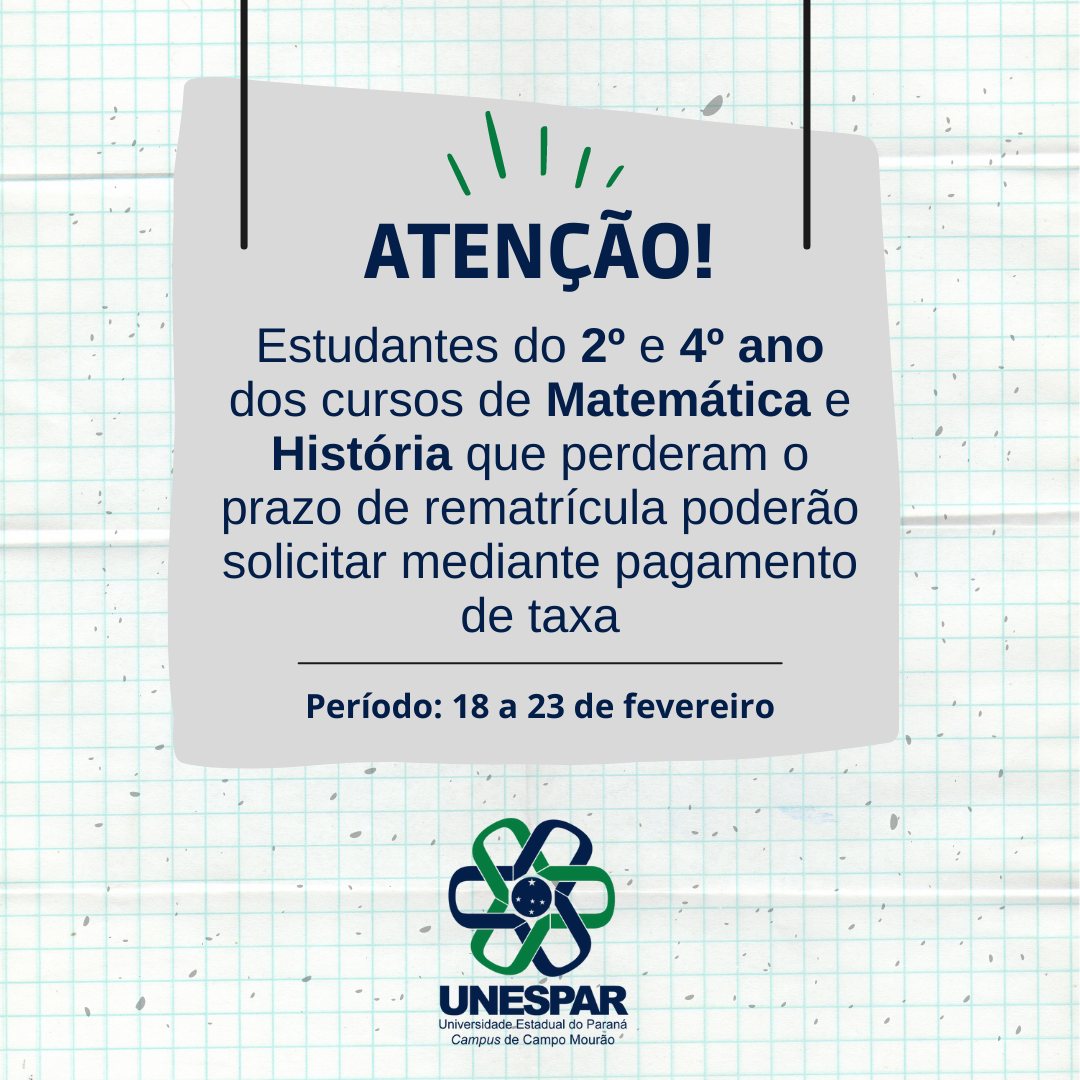 Rematrícula online - Unespar Campo Mourão