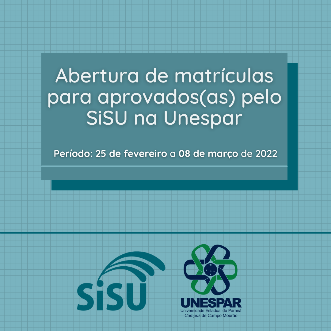 Matrículas Sisu 2022 - Unespar de Campo Mourão