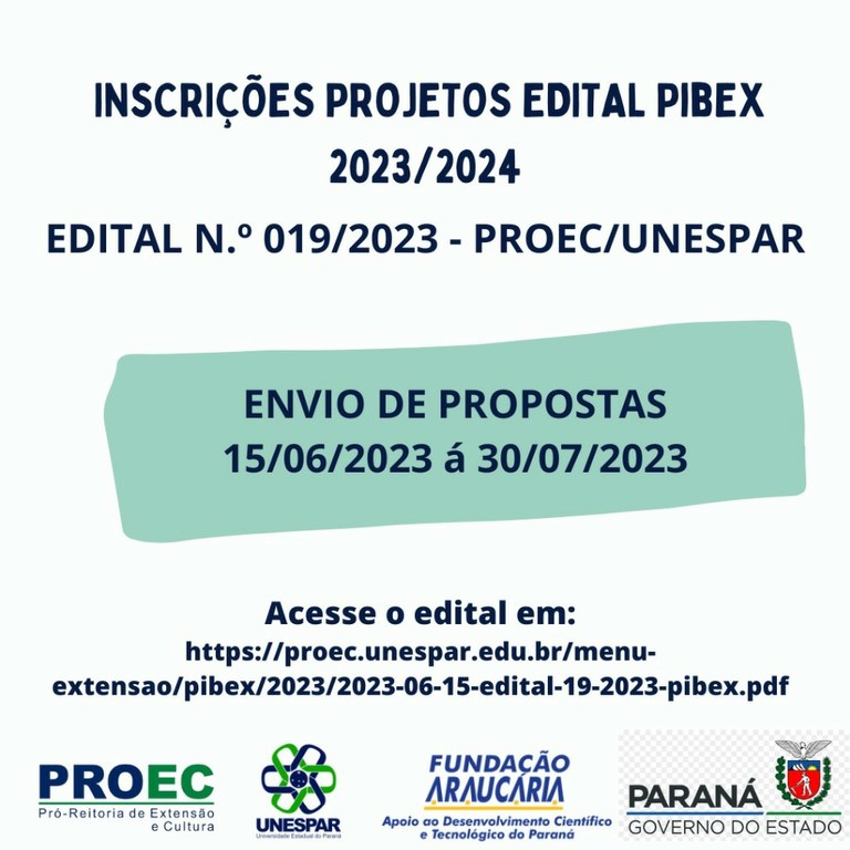 Pibex abre edital para submissão de propostas e concessão de bolsas