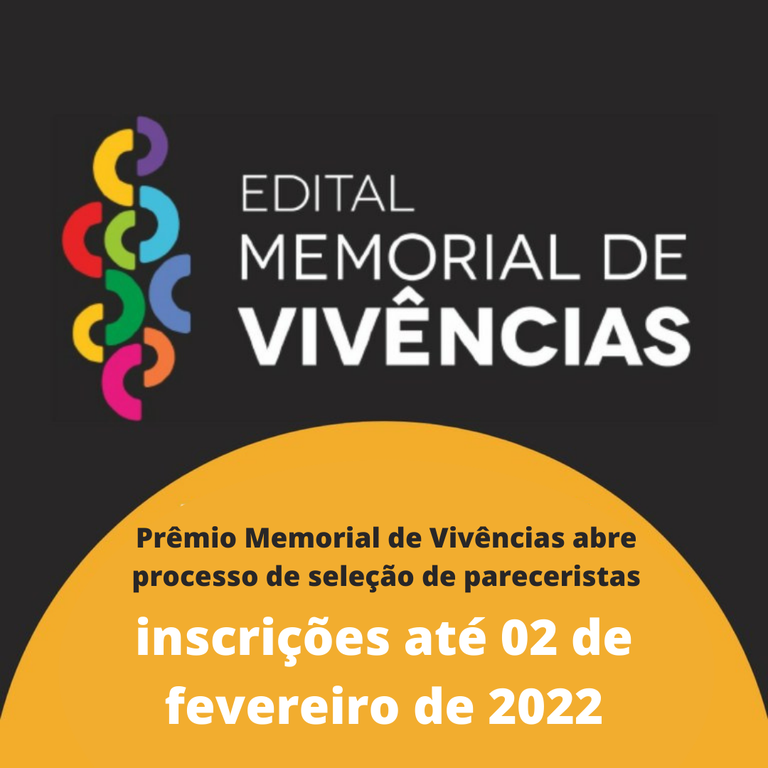 Prêmio Memorial de Vivências - Seleção de pareceristas 