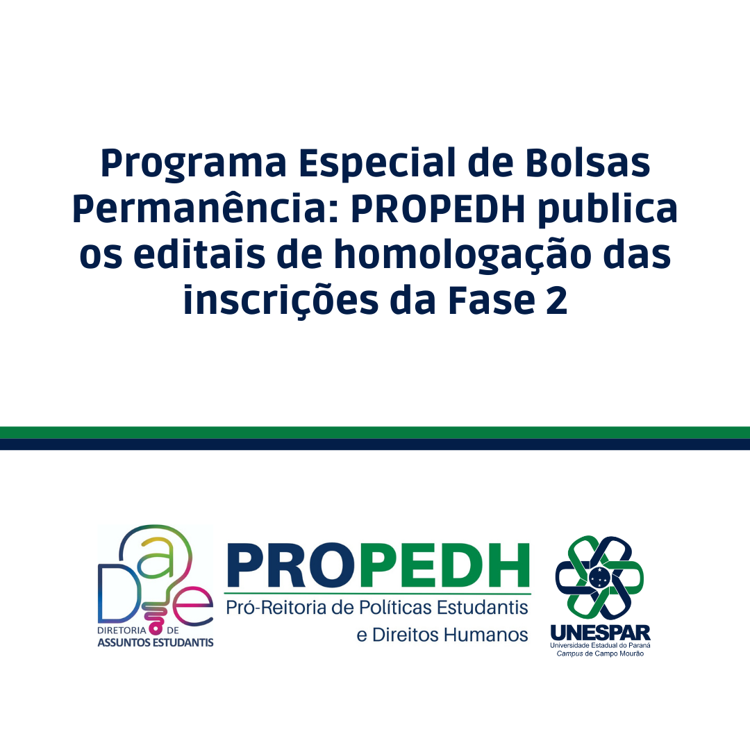 Bolsas Permanência - Propedh - Unespar de Campo Mourão 