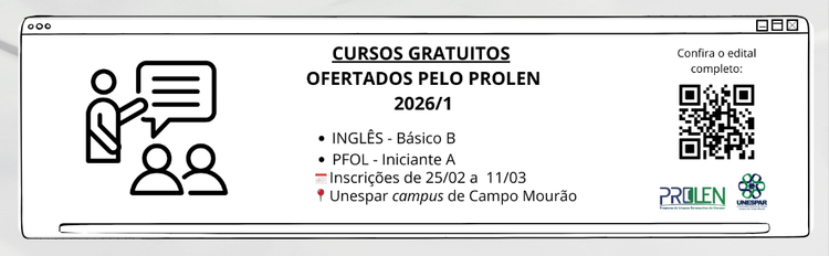 PROLEN - Unespar abre inscrições para cursos de Inglês e PFOL no primeiro semestre de 2026