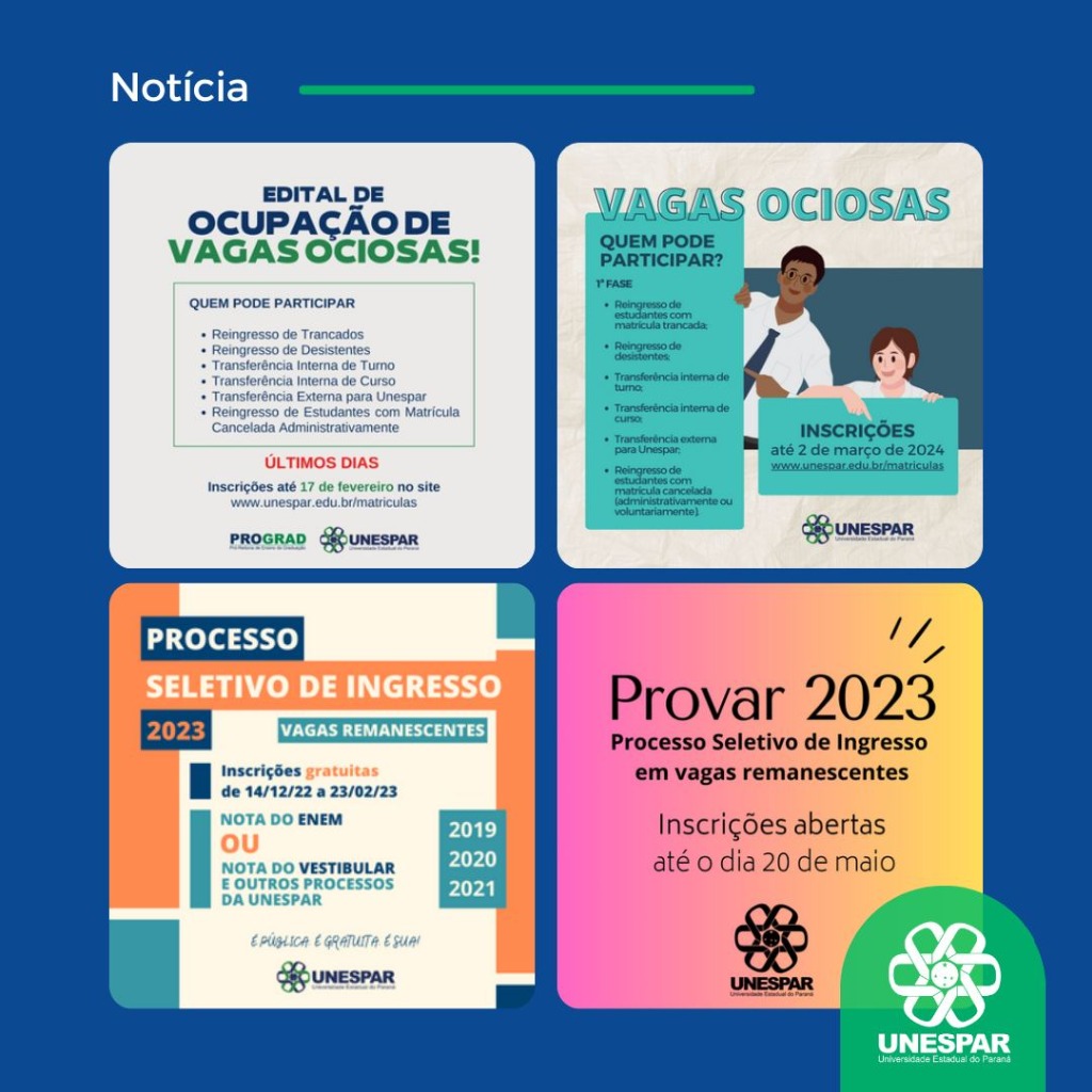 Trabalho em favor da ocupação de Vagas Ociosas nos cursos de graduação da Unespar resultou em mais de mil estudantes retornando a seus cursos de origem