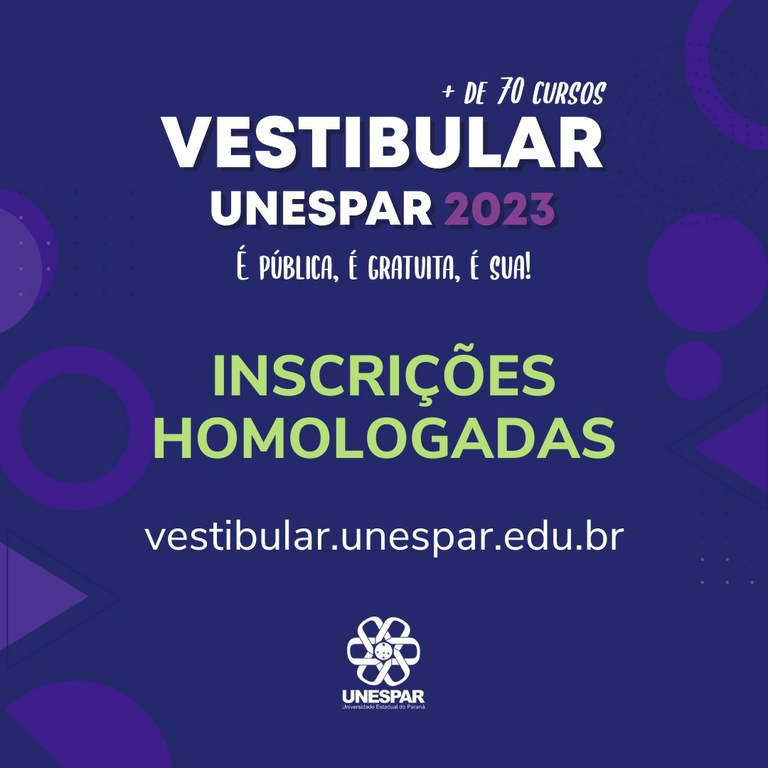 Homologação das inscrições - Vestibular 2023 - Unespar 