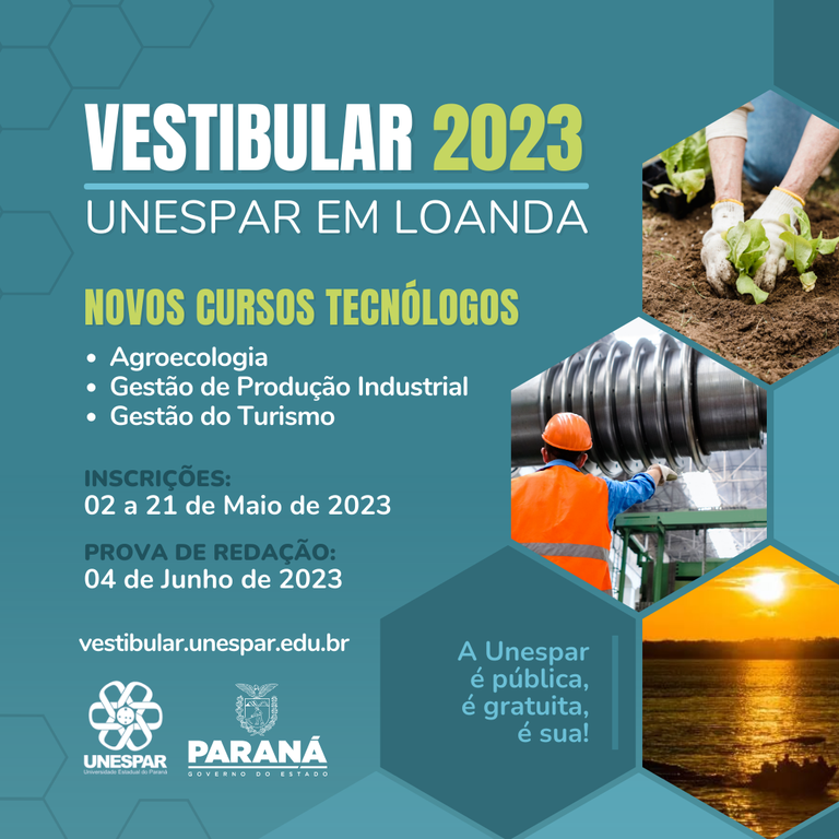 Vestibular para ingresso nos novos cursos tecnológicos da Unespar em Loanda – últimos dias de inscrição