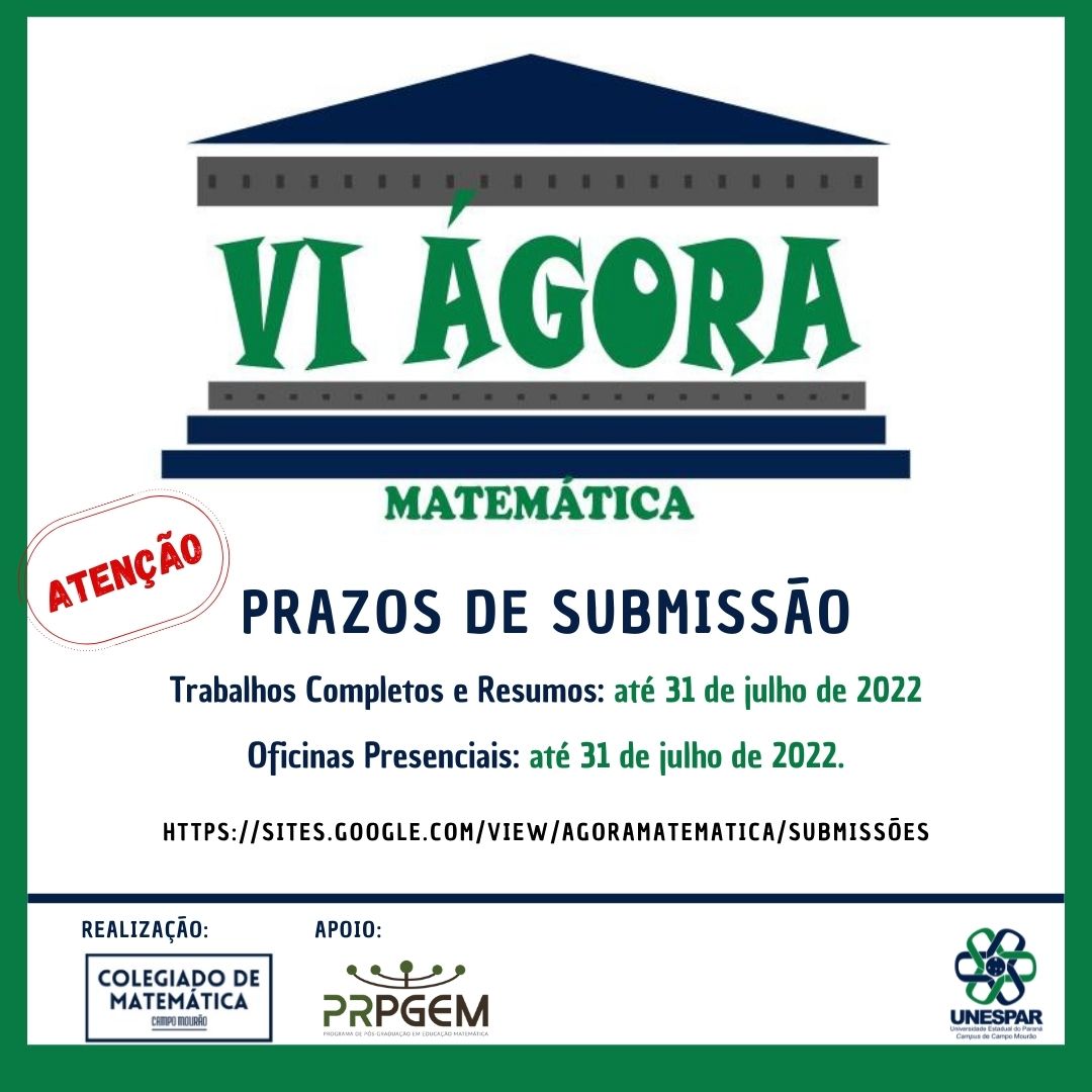 VI Ágora Matemática - Unespar, campus de Campo Mourão.