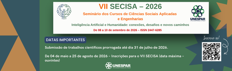 VII SECISA, Seminário Interdisciplinar dos Cursos de Ciências Sociais Aplicadas e Engenharias da Unespar, debaterá sobre Inteligência artificial e Humanidade  