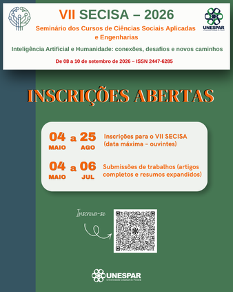 VII SECISA, Seminário Interdisciplinar dos Cursos de Ciências Sociais Aplicadas e Engenharias da Unespar, debaterá sobre Inteligência artificial e Humanidade  